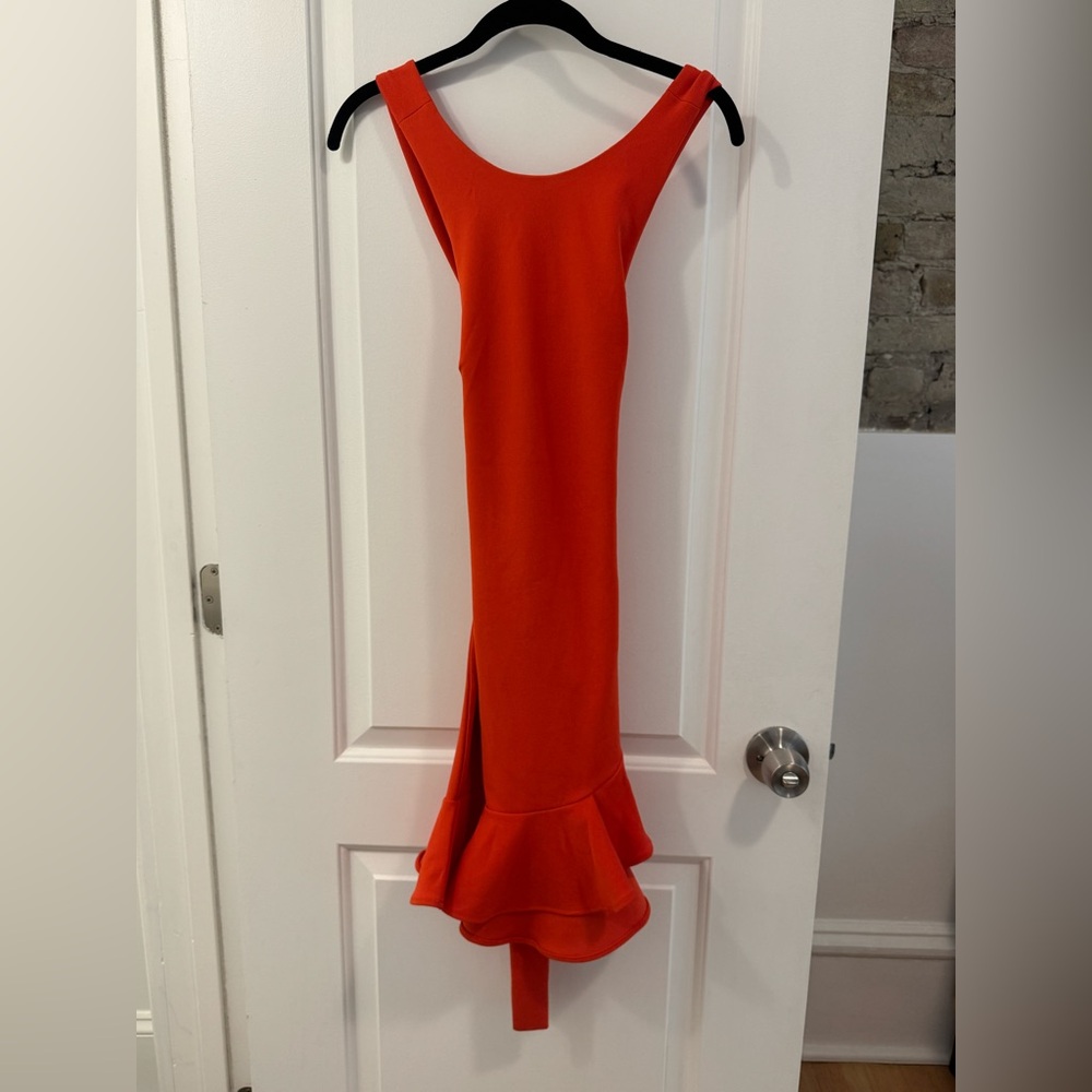 Red Ruffle Cross Back Mini Dress - Picture 2 of 2